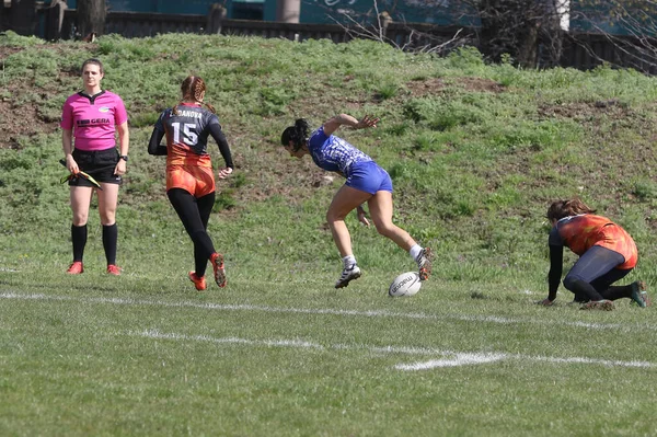 Odessa Ukraine Abril 2021 Copa Ucrânia Entre Equipes Rugby Feminino — Fotografia de Stock