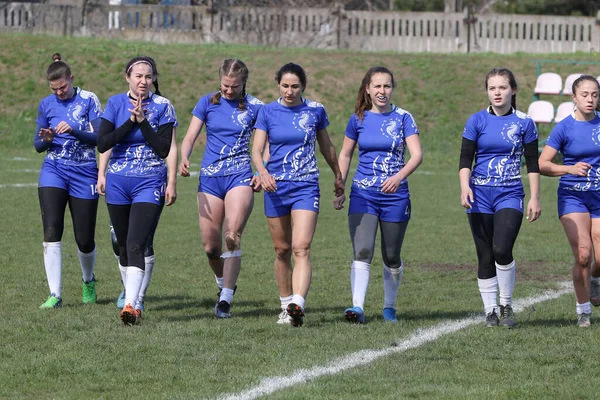 Odessa Ukraine Abril 2021 Copa Ucrânia Entre Equipes Rugby Feminino — Fotografia de Stock