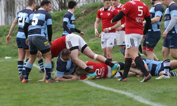 Odessa Ucrania Abril 2021 Rugby Cup Derby Politécnico Odessa Azul — Foto de Stock