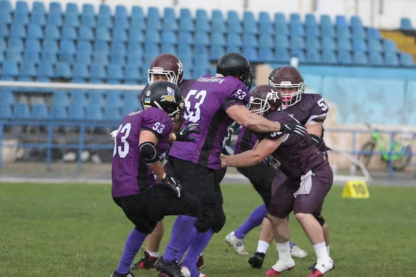 Odessa Ukraine Maio 2021 Futebol Americano Grama Duelo Difícil Uma — Fotografia de Stock