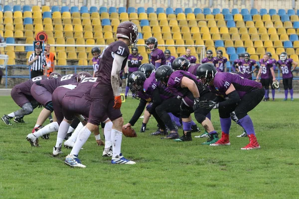 Odessa Ukraine 2021 Május Amerikai Futball Fűben Kemény Párbaj Harc — Stock Fotó