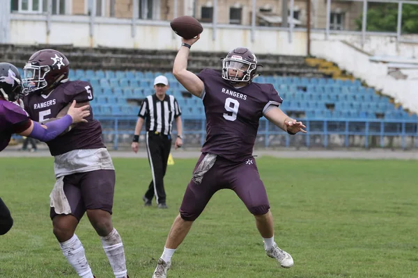 Odessa Ukraine Mai 2021 Football Américain Sur Herbe Duel Difficile — Photo