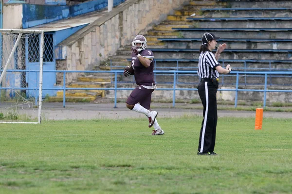 Odessa Ukraine Mai 2021 Football Américain Sur Herbe Duel Difficile — Photo