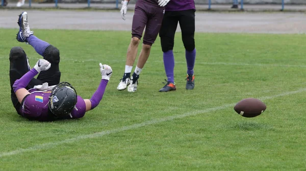 Odessa Ukraine Května 2021 Americký Fotbal Trávě Těžký Souboj Bitva — Stock fotografie