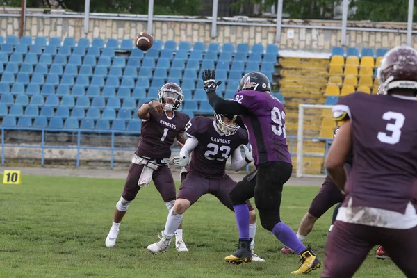 Odessa Ukraine Mai 2021 Football Américain Sur Herbe Duel Difficile — Photo