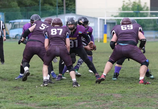 Odessa Ucrania Mayo 2021 Fútbol Americano Césped Duelo Duro Una —  Fotos de Stock