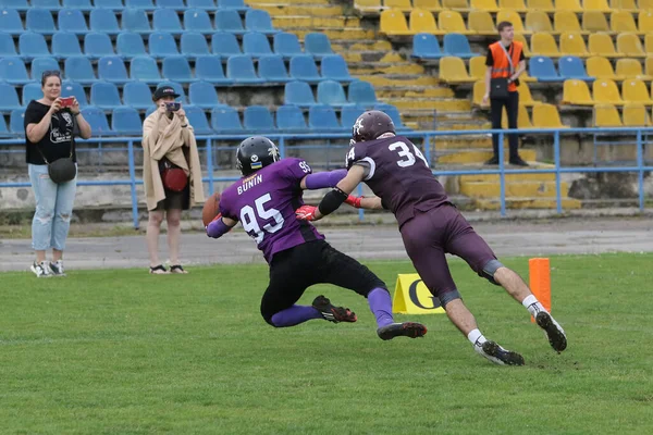 Odessa Ukraine Maj 2021 Amerikansk Fotboll Gräset Tuff Duell Kamp — Stockfoto