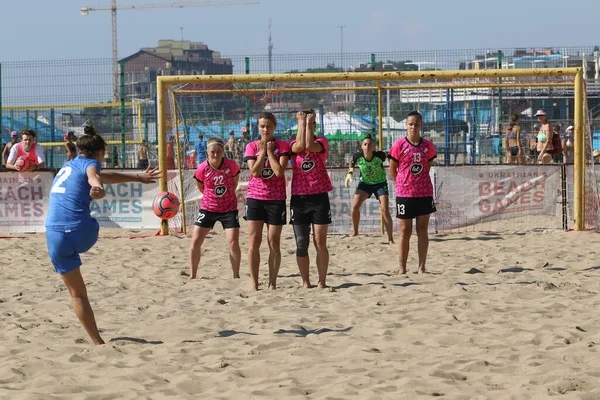 Odessa Ukraine July 2021 Ukrainian Beach Soccer Women Cup Girl — Stock Photo, Image
