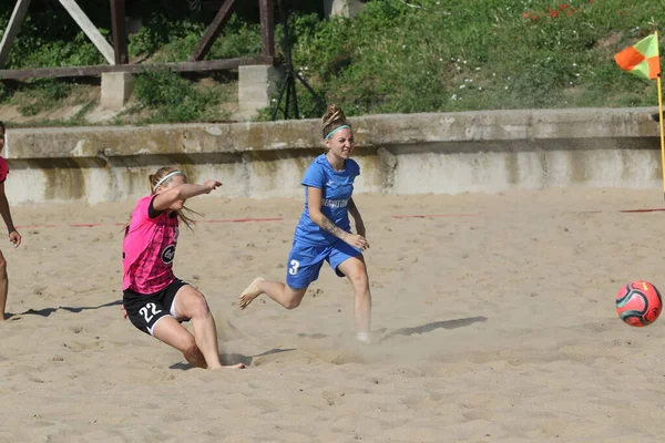 Odessa Ukraine July 2021 Ukrainian Beach Soccer Women Cup Girl — Stock Photo, Image