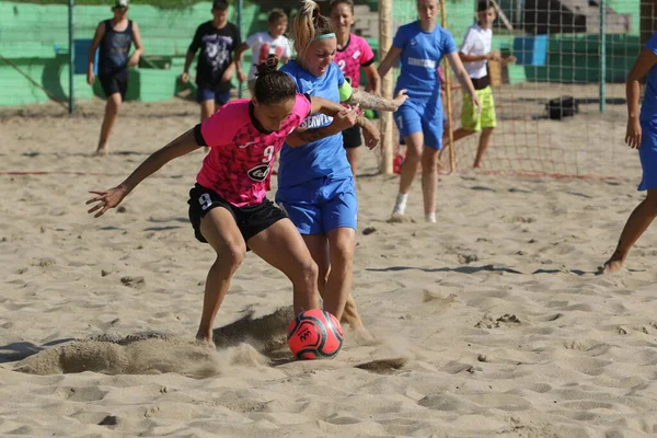 Odessa Ukraine July 2021 Ukrainian Beach Soccer Women Cup Girl — Stock Photo, Image