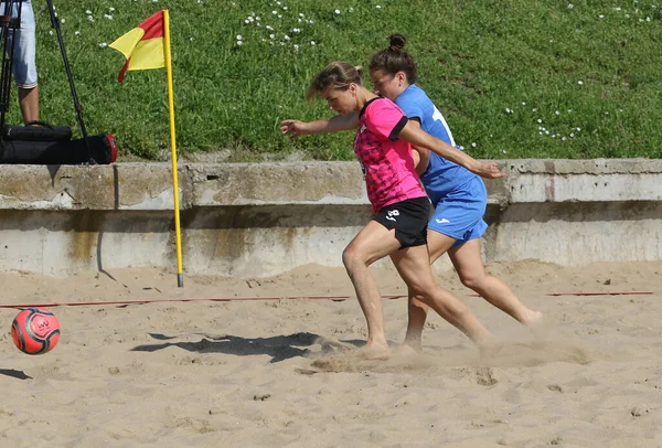 Odessa Ukraine Temmuz 2021 Ukrayna Plajı Kadınlar Kupası Kızın Futbolcuları — Stok fotoğraf