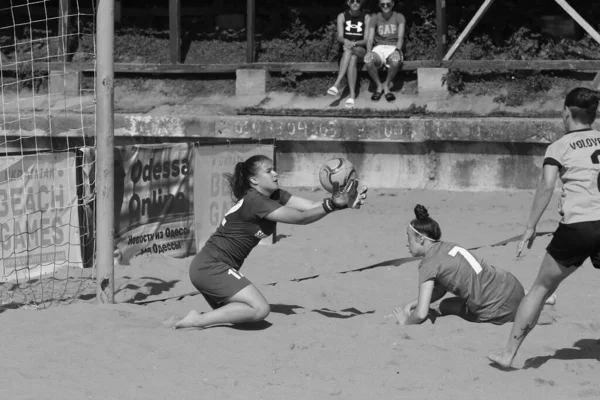 Odessa Ukraine July 2021 Ukrainian Beach Soccer Women Cup Girl — Stock Photo, Image