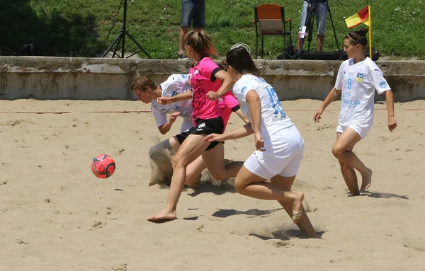 Odessa Ukraine July 2021 Ukrainian Beach Sfootball Women Cup 在一个阳光灿烂的炎热的日子里 — 图库照片