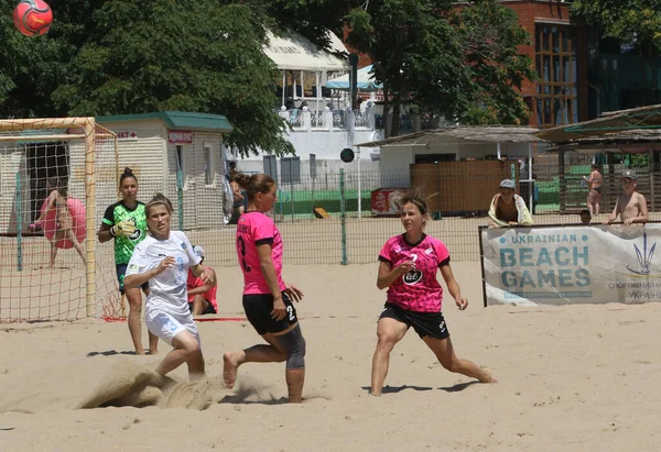 Odessa Ukraine Temmuz 2021 Ukrayna Plajı Kadınlar Kupası Kızın Futbolcuları — Stok fotoğraf