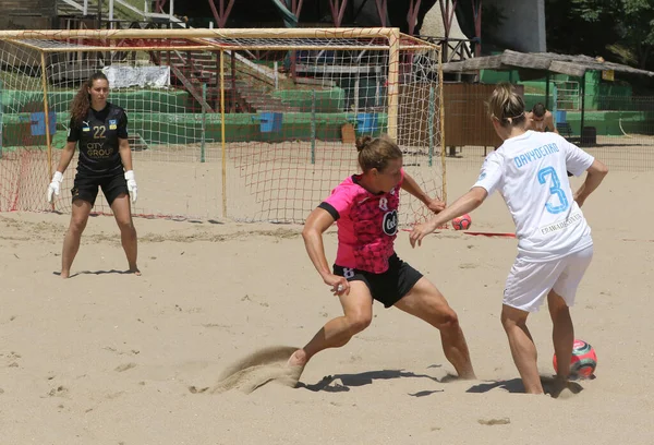 Odessa Ukraine Temmuz 2021 Ukrayna Plajı Kadınlar Kupası Kızın Futbolcuları — Stok fotoğraf