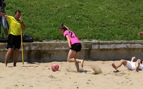 Odessa Ukraine July 2021 Ukrainian Beach Sfootball Women Cup 在一个阳光灿烂的炎热的日子里 — 图库照片