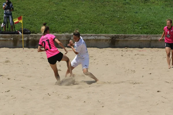 Odessa Ukraine July 2021 Ukrainian Beach Sfootball Women Cup 在一个阳光灿烂的炎热的日子里 — 图库照片