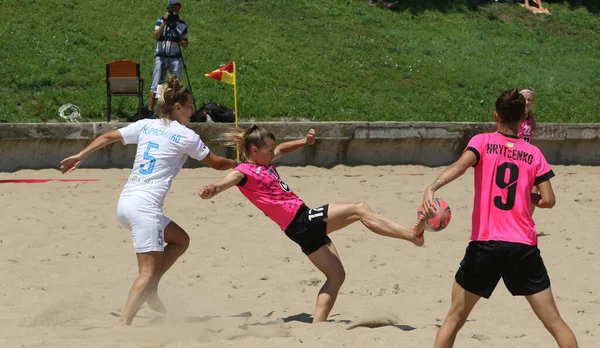 Odessa Ukraine Juli 2021 Oekraïense Beach Soccer Vrouwen Cup Voetballers — Stockfoto