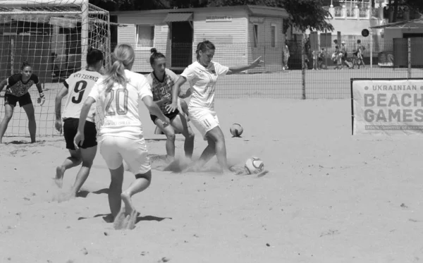 Odessa Ukraine July 2021 Ukrainian Beach Sfootball Women Cup 在一个阳光灿烂的炎热的日子里 — 图库照片