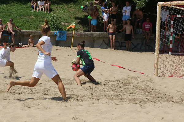 Odessa Ukraine July 2021 Ukrainian Beach Soccer Women Cup Girl — Stock Photo, Image