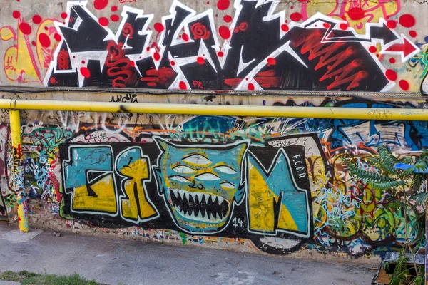 Gyönyörű street art graffiti. absztrakt kreatív rajz divat — Stock Fotó