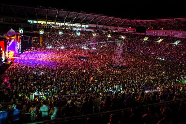 Odessa, Ukraine - June 28, 2014: A large crowd of people having 