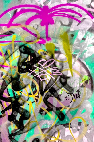 Vacker Gatukonst Graffiti Abstrakt Kreativ Teckning Mode Färger Väggarna Staden — Stockfoto
