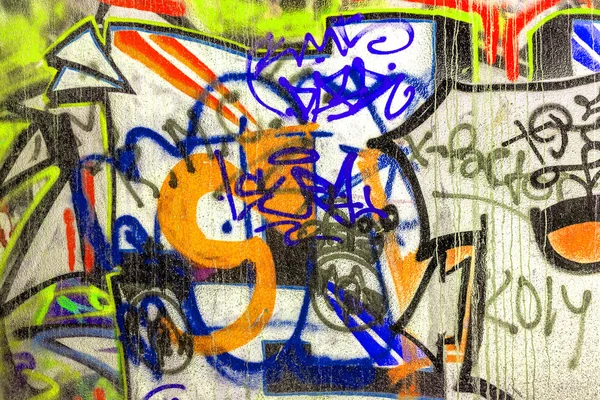 Beaux Graffitis Art Rue Abstrait Dessin Créatif Couleurs Mode Sur — Photo