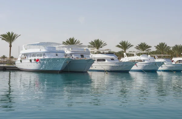 Boote in einem Yachthafen festgemacht — Stockfoto