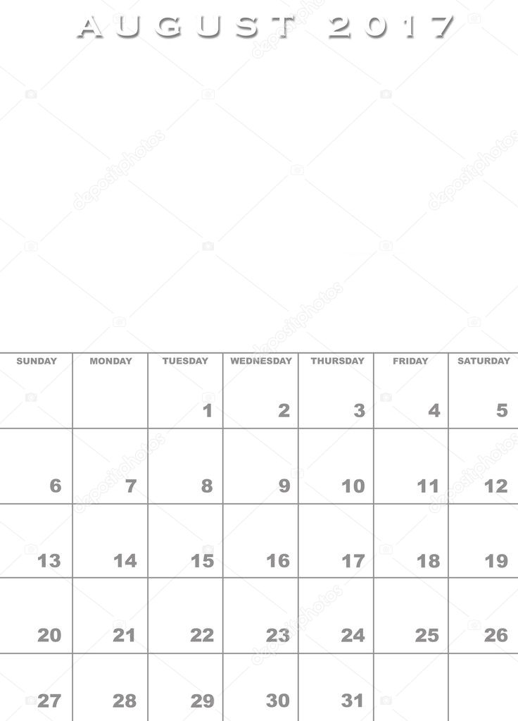 August 2017 calendar template Stock Photo by ©paulvinten 104019196