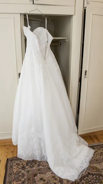 Closeup detail of bridal wedding dress — Stock Photo, Image