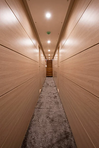 Interior Design Furnishing Decor Corridor Area Large Luxury Motor Yacht — Stock Photo, Image