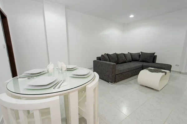 Nappali Társalgó Helyiség Luxus Apartman Show Home Bemutató Belsőépítészeti Dekoráció — Stock Fotó