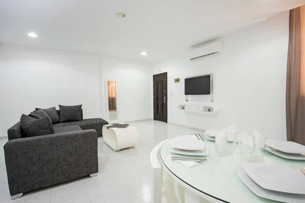 Wohnzimmer Lounge Bereich Luxus Wohnung Show Home Zeigt Innenarchitektur Einrichtung — Stockfoto
