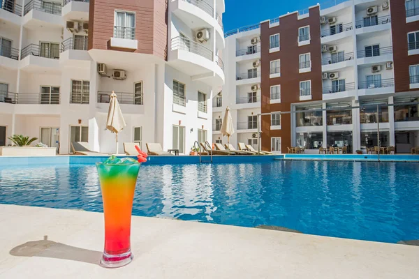 Grande Piscine Avec Bar Cocktail Dans Complexe Hôtelier Tropical Luxe — Photo