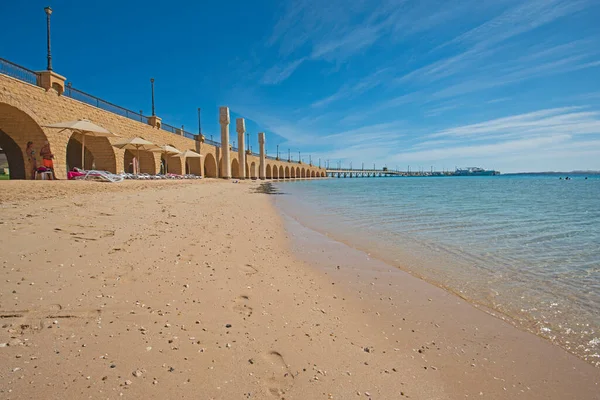 Vue Rapprochée Sur Rivage Tropical Vide Une Station Balnéaire Avec — Photo