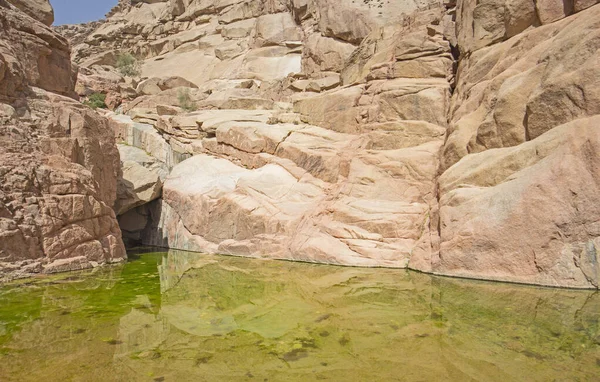 Piscina Agua Dulce Bajo Voladizo Cañón Montaña Del Desierto —  Fotos de Stock