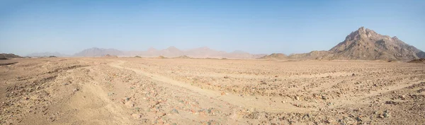 Paisagem Vista Panorâmica Deserto Rochoso Desolado Estéril Oriental Egito Com — Fotografia de Stock