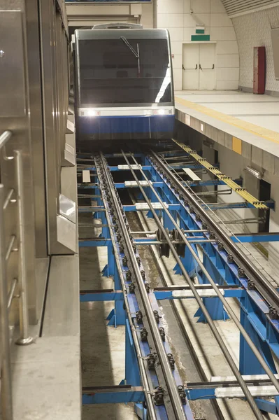 Tracks at an underground metro station — Stock Photo, Image