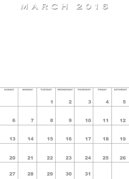 Plantilla calendario marzo 2016 —  Fotos de Stock