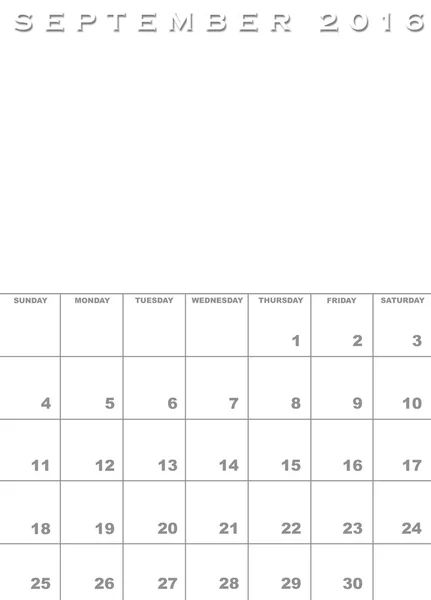Шаблон календаря сентября 2016 — стоковое фото
