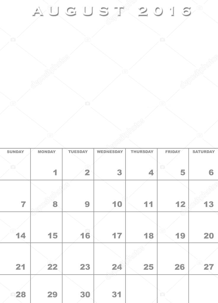August 16 Calendar Template Stock Photo By C Paulvinten August 16 Calendar Template Stock Photo By C Paulvinten