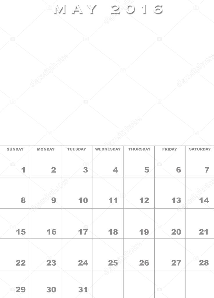 May 2016 calendar template