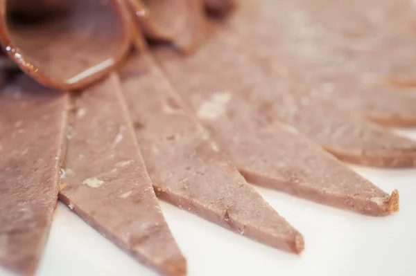 Nahaufnahme von Wurstscheiben — Stockfoto