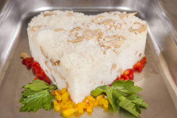 Rice with mushrooms at a restaurant buffet — Stock Photo, Image