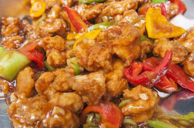 Karides biber soslu bir Çin Restoran açık büfe