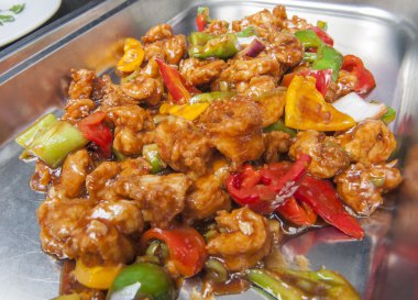 Karides biber soslu bir Çin Restoran açık büfe