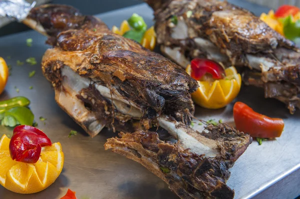 Leg of lamb at a restaurant carvery — Stock Photo, Image