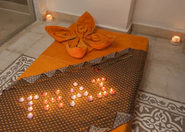 Closeup of Thai massage bed — Stock Photo, Image