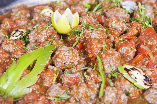 Beef meatballs at an egyptian restaurant buffet — Stock Photo, Image